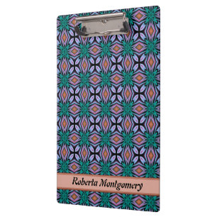 Brown Diamond And Violet Floral Fractal Pattern Clipboard