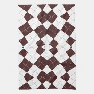 Brown Diamond Chequered Pattern Kitchen Towel
