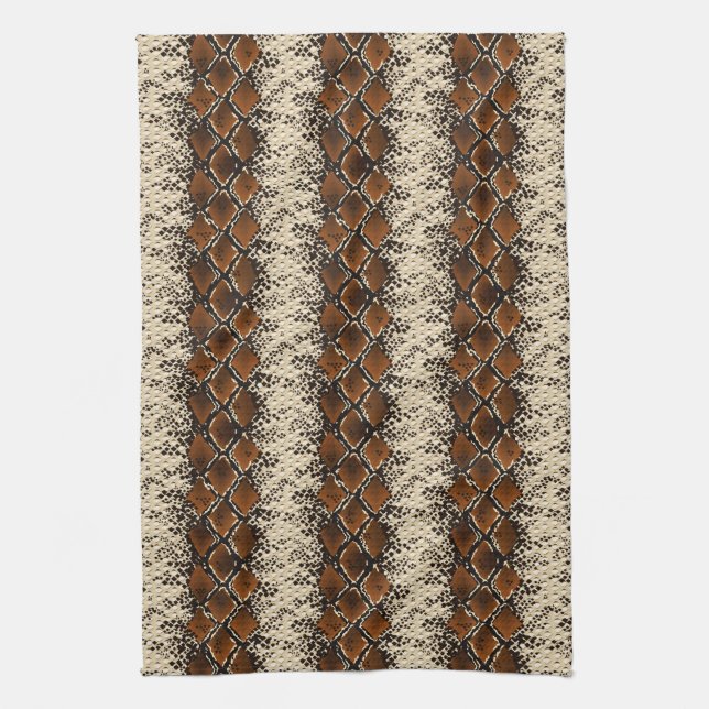 Brown Diamonds Snake Skin Pattern Kitchen Towel (Vertical)