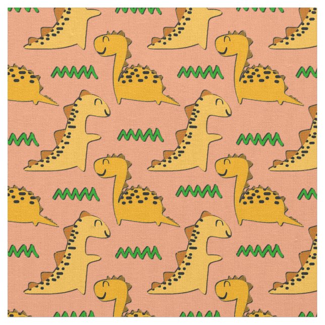Brown Dinosaurs with Green Grass Fabric (Close Up)