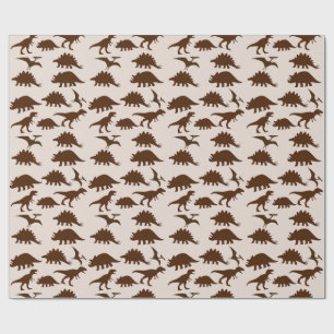Brown Dinosaurs Wrapping Paper