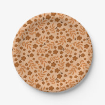Brown Ditsy Floral Paper Plate | Fall Tableware