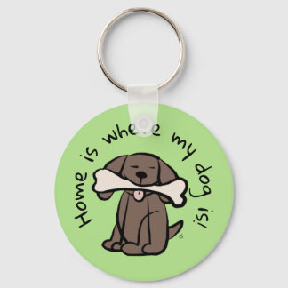 Brown Dog Button Key Chain