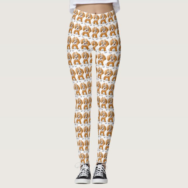 Brown dog clipart leggings (Front)