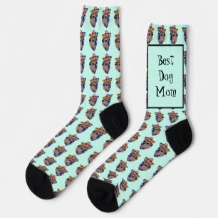 Brown Dog Face Chug Photo Socks
