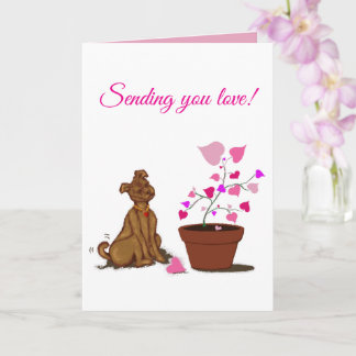Brown dog heart plant card