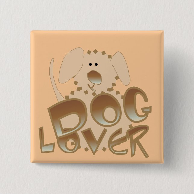 Brown Dog Lover Tshirts and Gifts 2 Inch Square Button (Front)