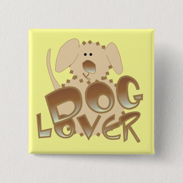 Brown Dog Lover Tshirts and Gifts 2 Inch Square Button (Front)