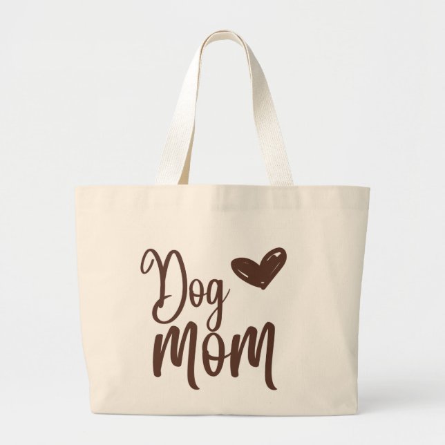Brown Dog Mom Large Tote Bag (Front)