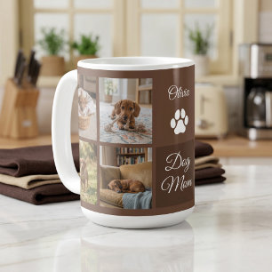 Brown Dog Mom Paw Print Eight Photos Custom Coffee Mug