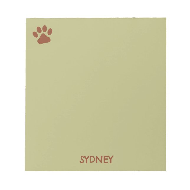 Brown dog paw custom name notepad (Front)