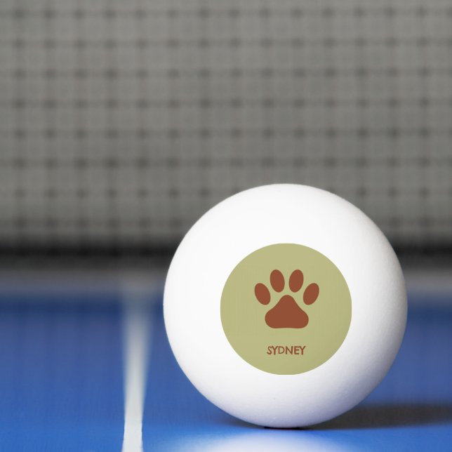 Brown dog paw custom name ping pong ball (Net)