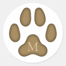 Brown Dog Paw Print Personalized Pet Monogram