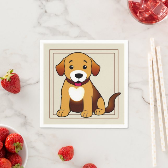 Brown dog sitting -  napkin (Insitu)