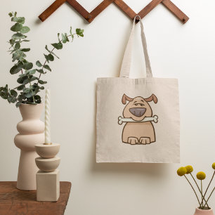 Brown Dog With A Bone Tote Bag