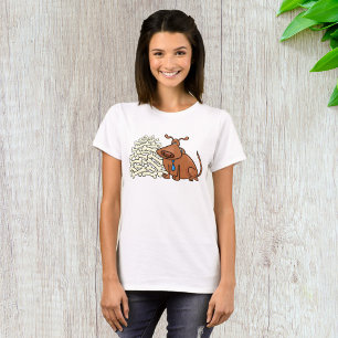 Brown Dog with Pile of Bones Cute Pet T-Shirt