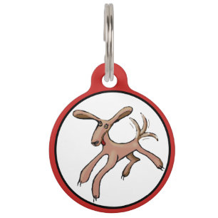 Brown dog with wagging tail pet tag