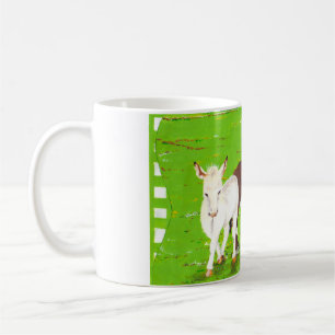 Brown donkey and white donkey mug