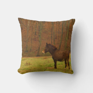 Brown donkey, throw pillow