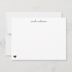 Brown Doodle Heart Personalized Stationery Card