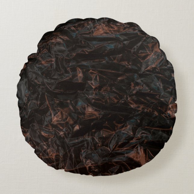Brown dried leaves on ground round pillow (Front)