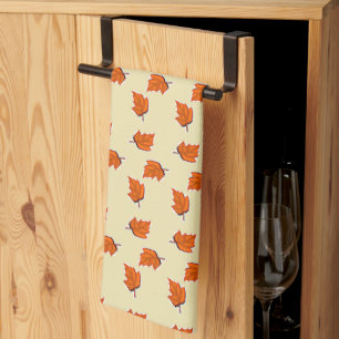 Brown dry leaves pattern kitchen towel