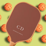 Brown dusty earth monogram initials name pickleball paddle<br><div class="desc">A brown,  dusty earth colored background.  Personalize and add your monogram initials,  letters and full name. White letters.</div>