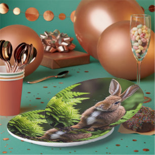 Brown Dwarf Bunny In The Fernery, Paper Plate