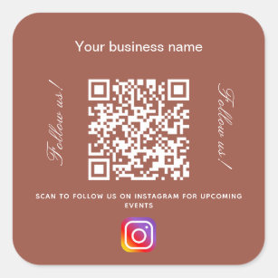 Brown earth business name qr code instagram square sticker