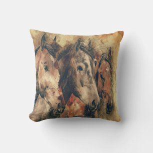 Brown Earth Tones Horse Throw Pillow