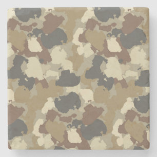 Brown Earth Tones Military Camouflage Stone Coaster