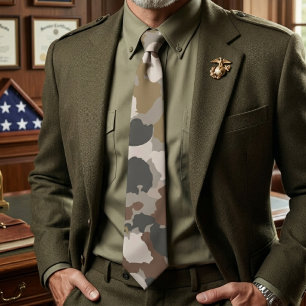 Brown Earth Tones Military Camouflage Tie