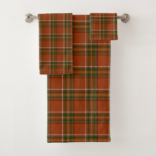 Brown Earthy Plaid Tartan  Bath Towel Set