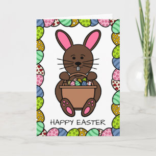 Brown Easter Bunny, Happy Easter Card