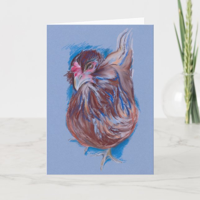 Brown Easter Egger Hen Holiday Card (Front)