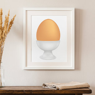 Brown Egg in White Egg Cup Poster