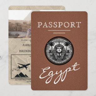 Brown Egypt Passport Wedding Invitation