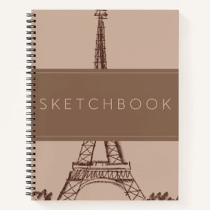 Brown Eiffel Tower Paris Sketchbook Notebook