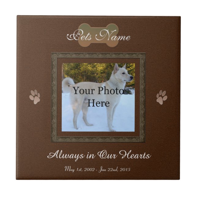 Brown Elegant Dog or Cat Memorial Tile (Front)