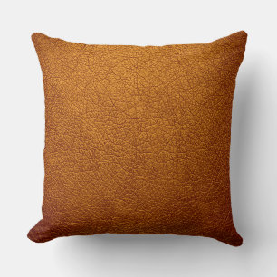 Brown Elegant Leather Look Throw Pillow