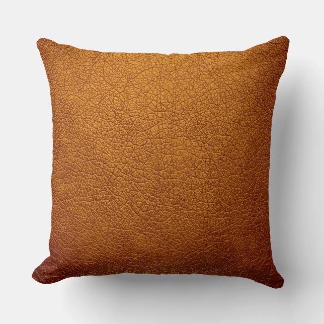 Brown Elegant Leather Look Throw Pillow (Front)