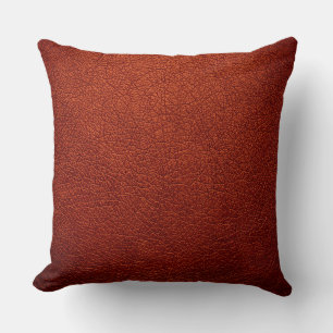 Brown Elegant Leather Look Throw Pillow