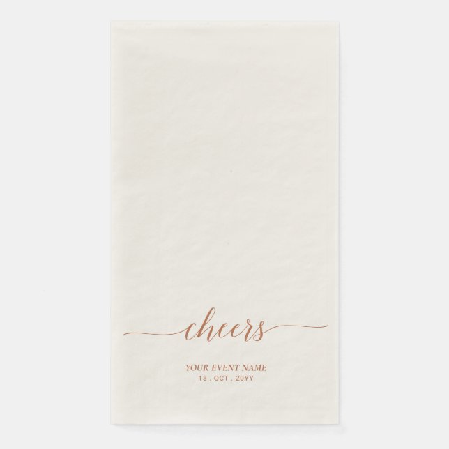 Brown Elegant Script Lettering Cheers Fall Event Napkin (Front)