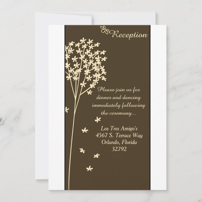 Brown Elegant Tree 3.5x7 Reception Card (Front)
