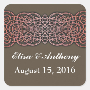 brown elegant wedding sticker