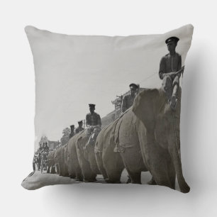 Brown Elephant Circus Parade March Square Throw Pillow