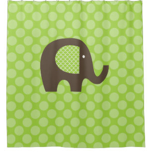 Brown Elephant With Green Polka Dot Background