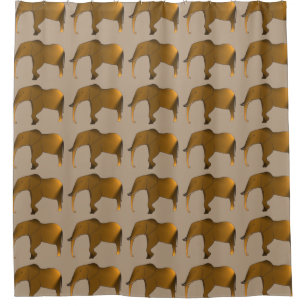 Brown Elephants Herd Painting Shower Curtains