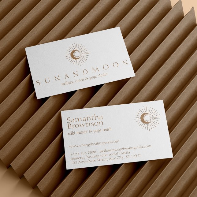 Brown Energy Healing Sun Moon Spiritual Business Card (Brown Energy Healing Sun Moon Spiritual Business Card)