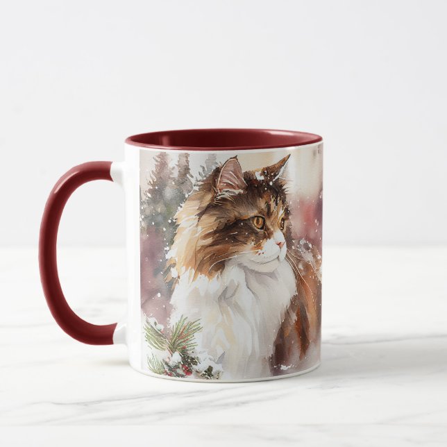 Brown Et Blanc Maine Coon Tabby Café Mug (Gauche)
